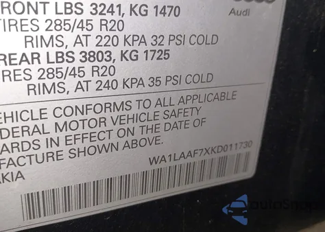 2019 Audi Q7 55 Premium/55 Se Premium из США, поврежденный, VIN WA1LAAF7XKD011730